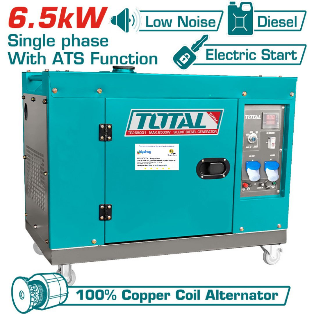 Tổ máy phát điện dùng dầu 6.5kW TOTAL TP265001