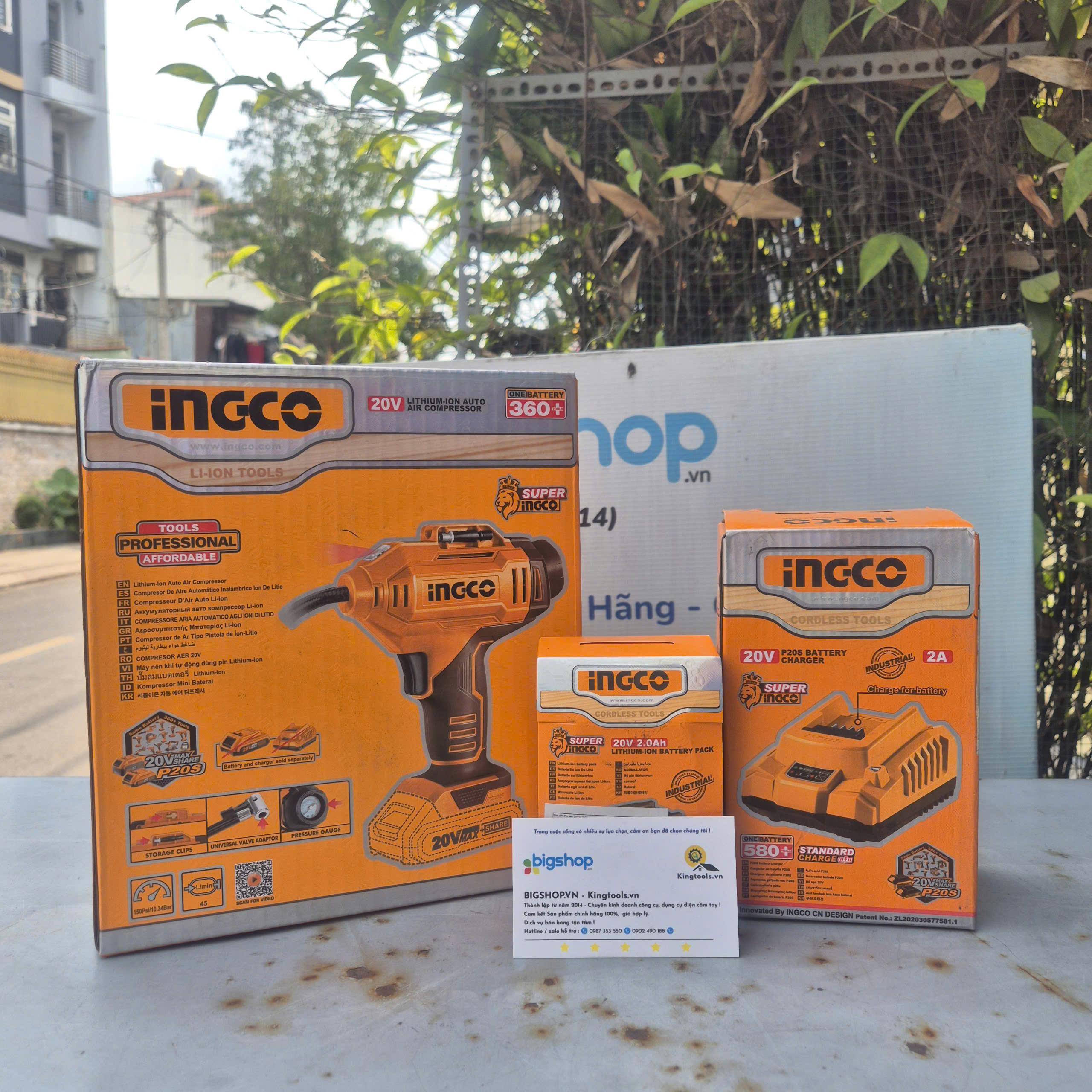 Dụng cụ bơm và kiểm tra lốp xe ô tô dùng pin Lithium 20V INGCO CACLI2018