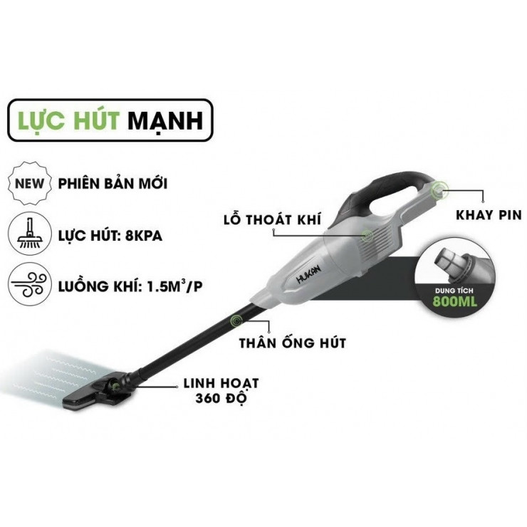  Máy Hút Bụi Pin Hukan HM21-G1-HVC5050 ( chưa pin và sạc ) 