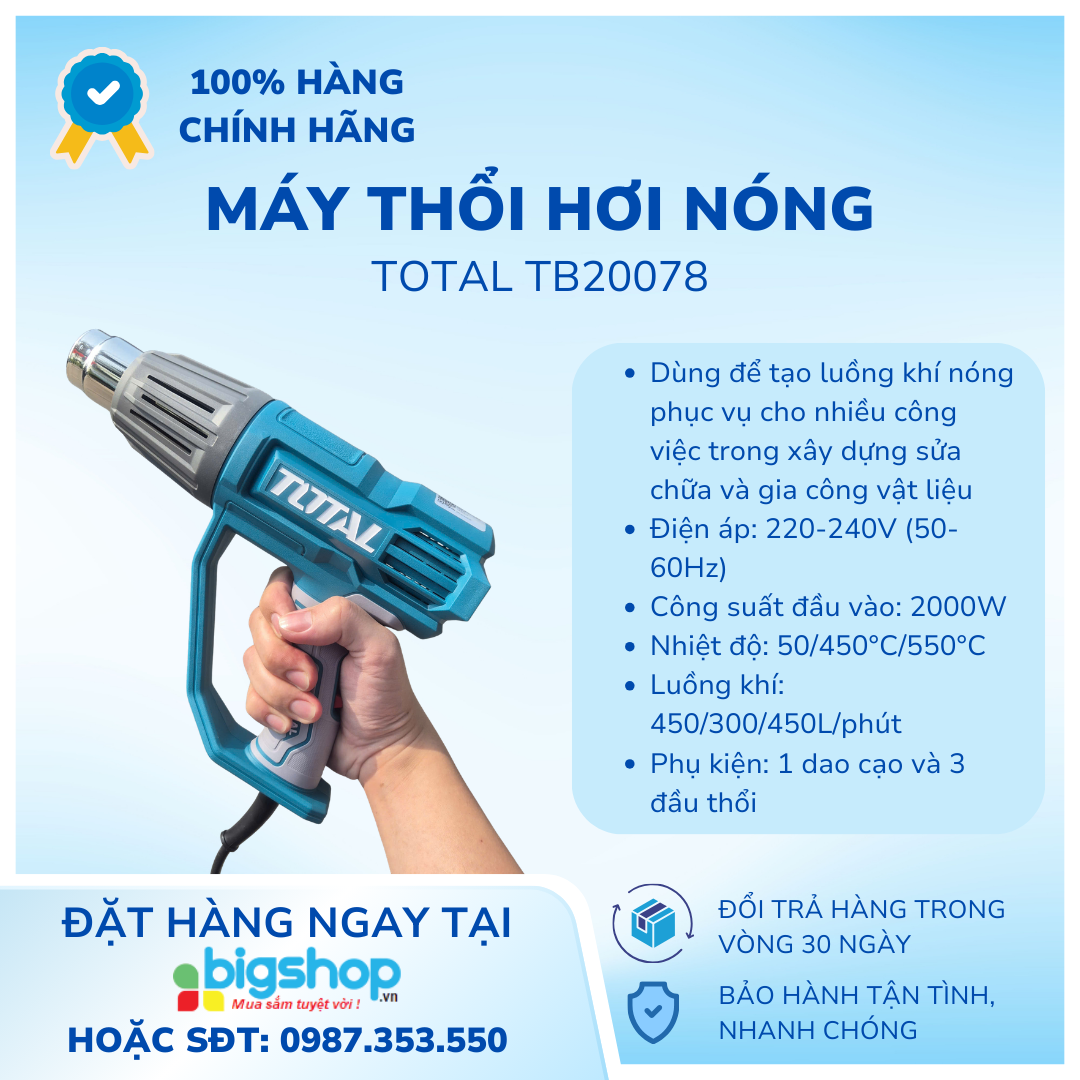 Máy thổi hơi nóng 2000W Total TB20078