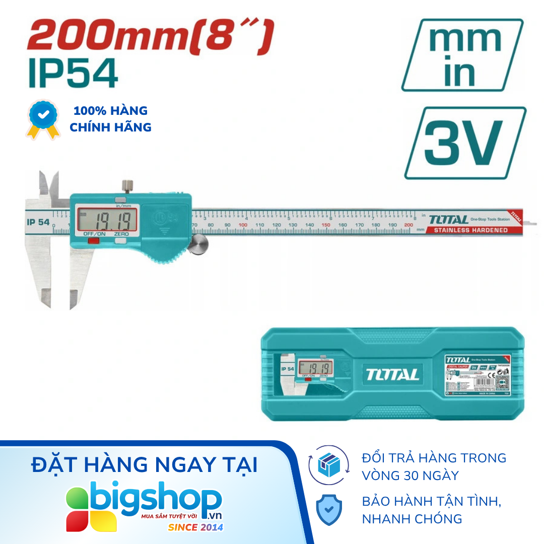 Thước cặp điện tử 200mm TOTAL TMT322006 (IP54)