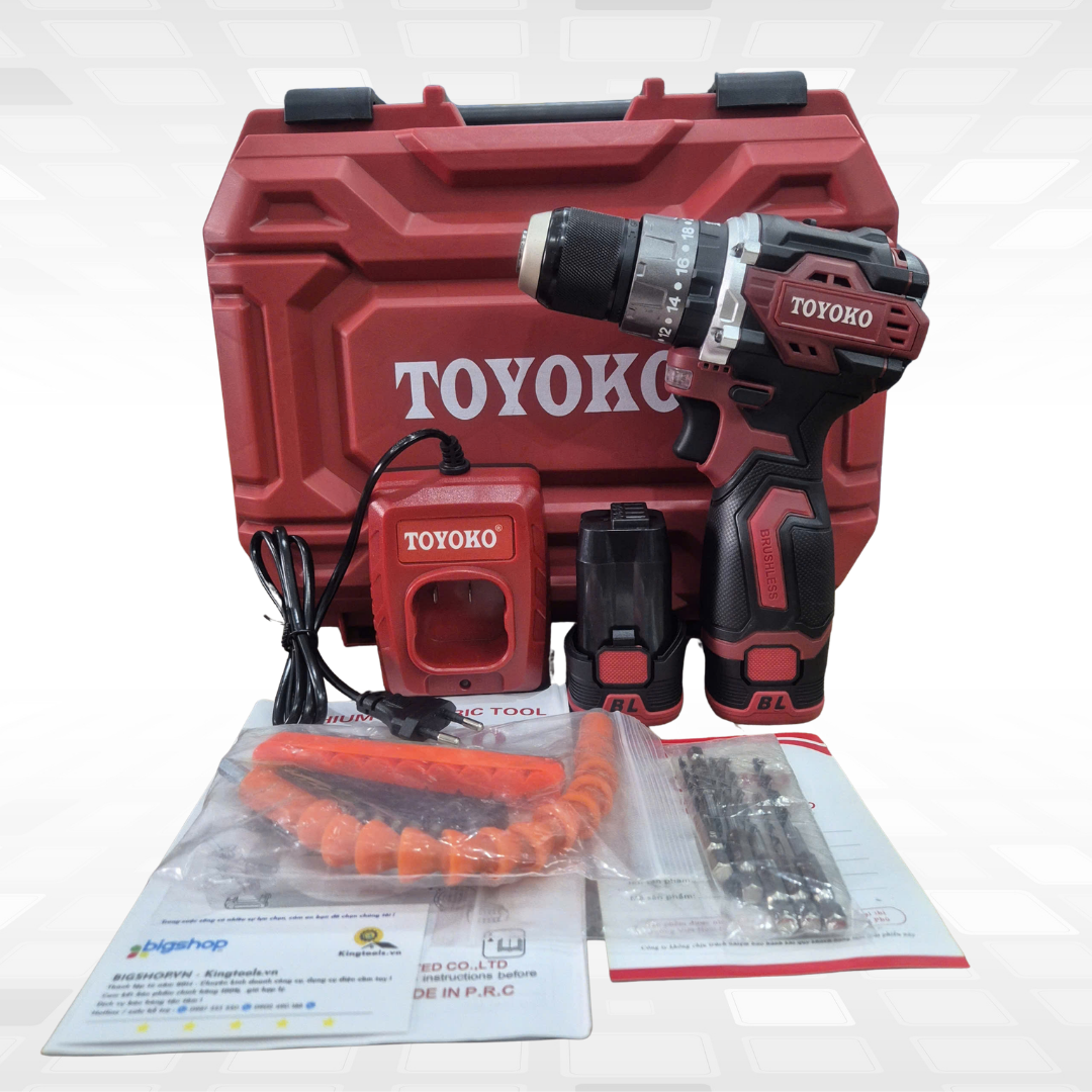 Máy khoan pin 10mm TOYOKO T0250G (2 pin 16.8V và sạc)
