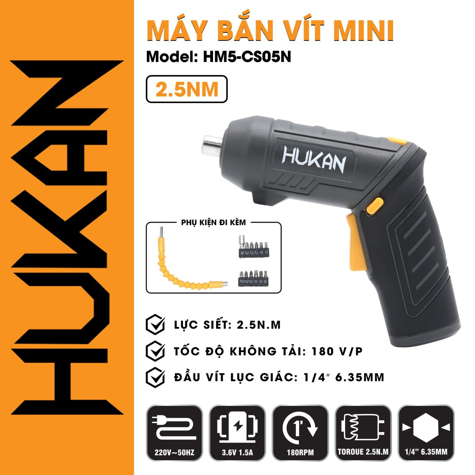 Máy Bắn Vít Mini Hukan – Máy Chuyên Vít Gập HM5-CS05N