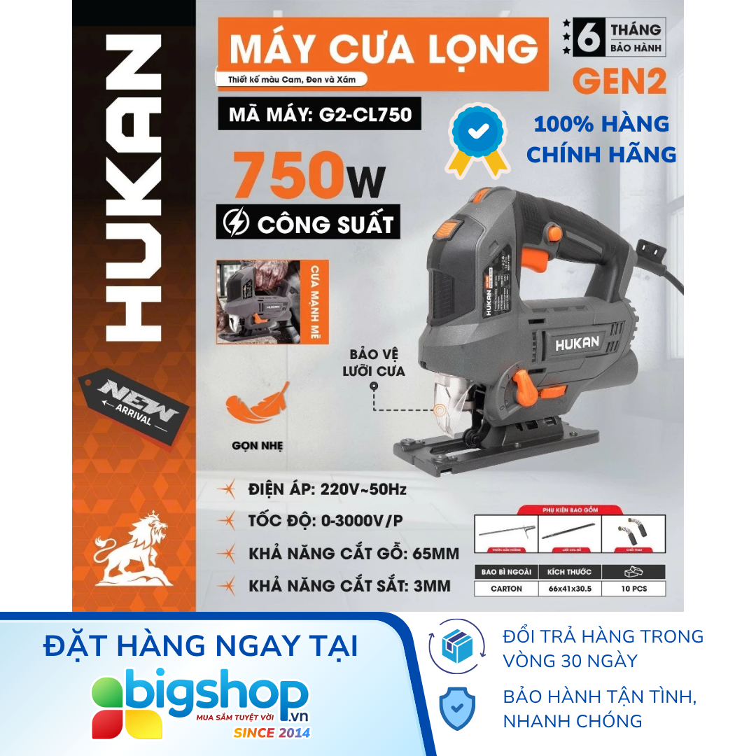 Máy cưa lọng dùng điện 220V HUKAN G2-CL750 (GEN 2) - Công suất 750W