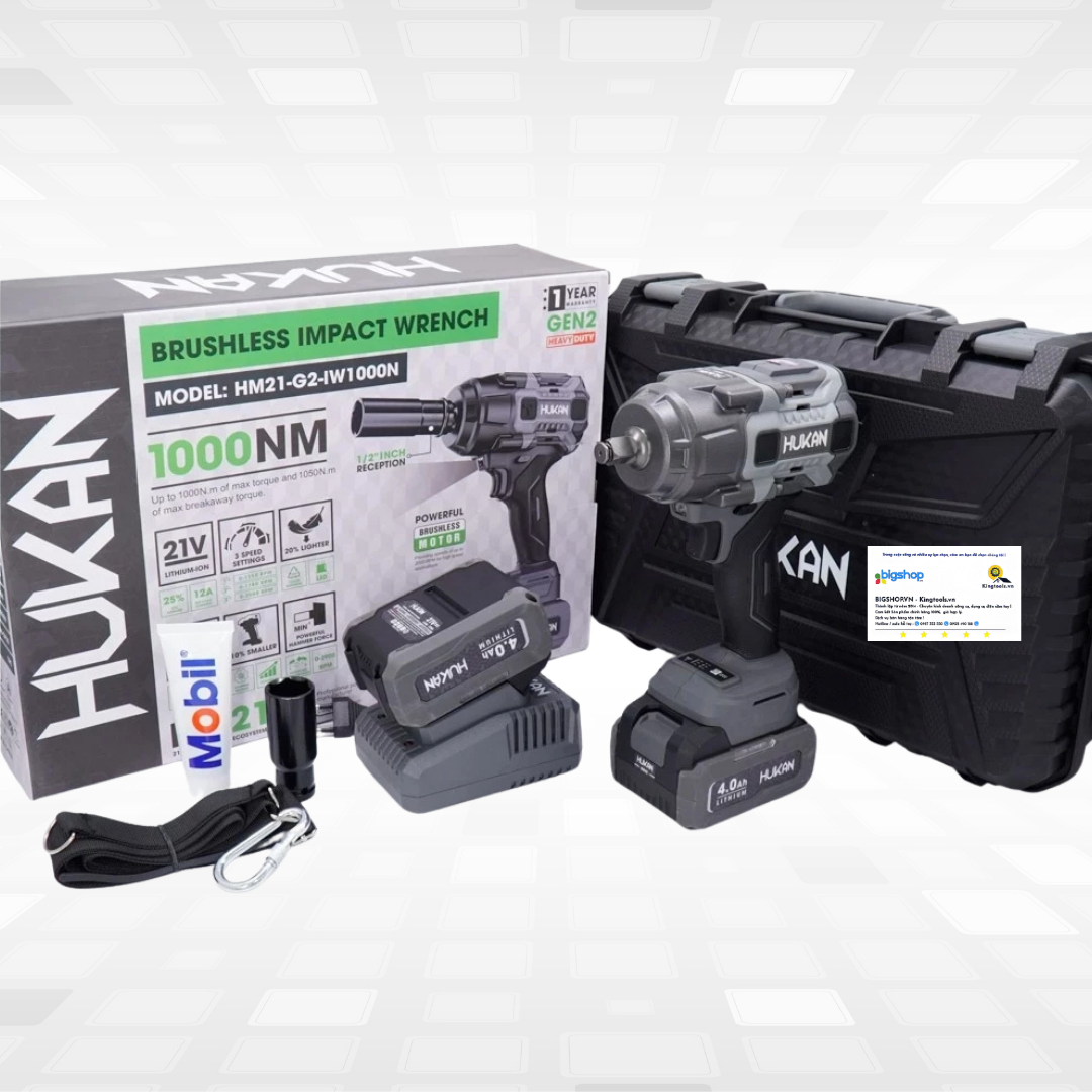 Máy siết bulong pin HUKAN HM21-G2-IW1000N (GEN 2, lực siết 1000Nm)