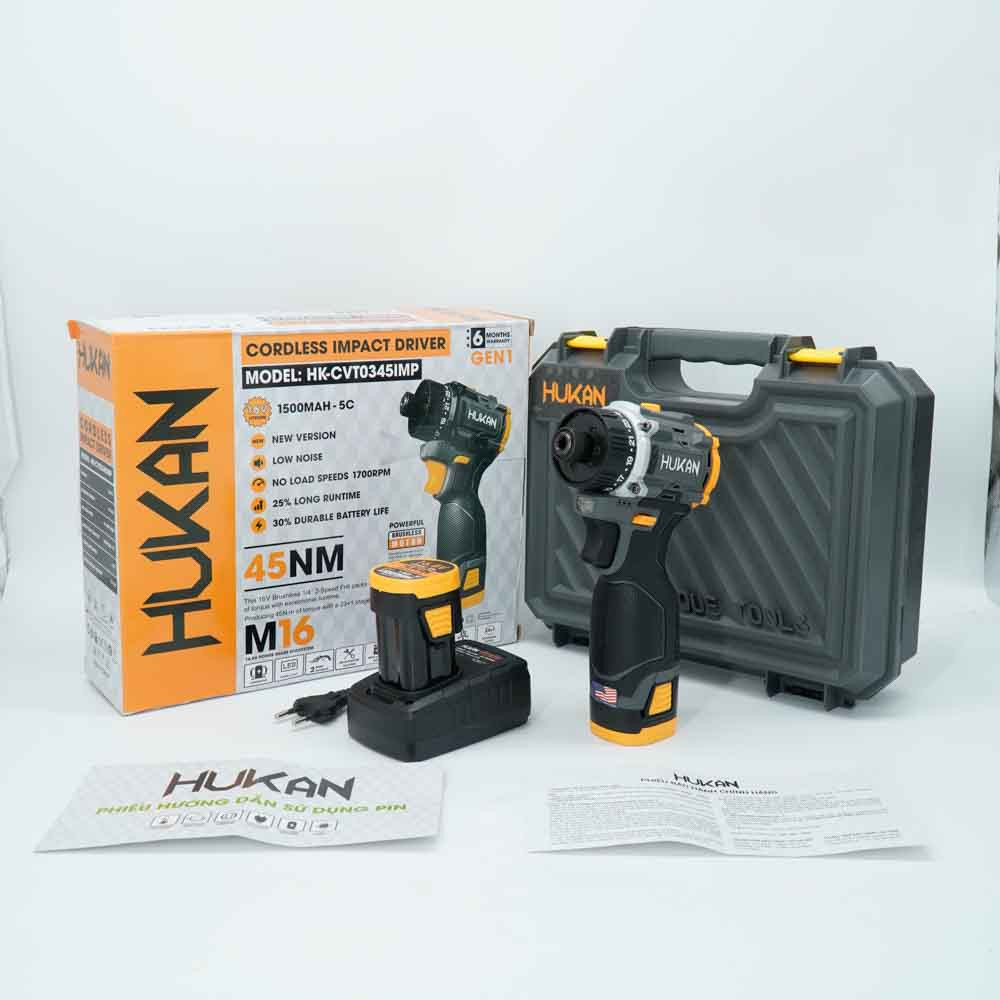 Máy chuyên vít Hukan HK- CTV0345IMP, 16.8V, 45N.m, 2 pin 4cell