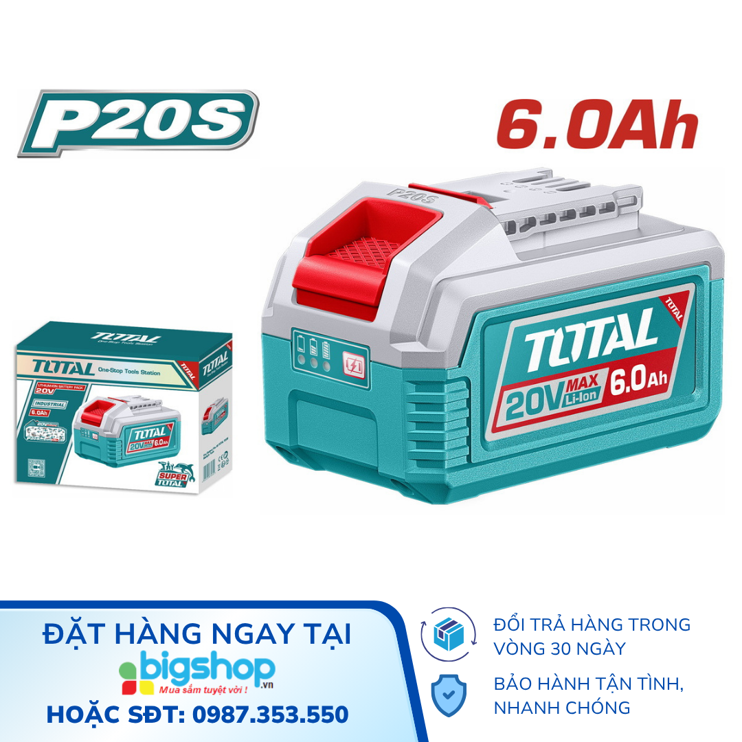 Pin Lithium-Ion TOTAL TFBLI2060 – Dòng P20S, 20V/6.0Ah