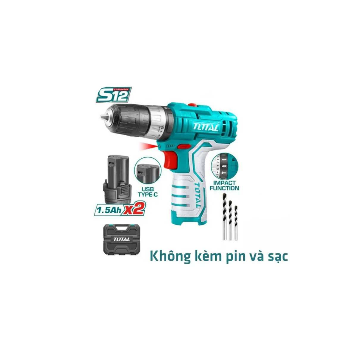 Máy khoan pin 12V Total TDLI12328 (không kèm dây & đầu sạc)