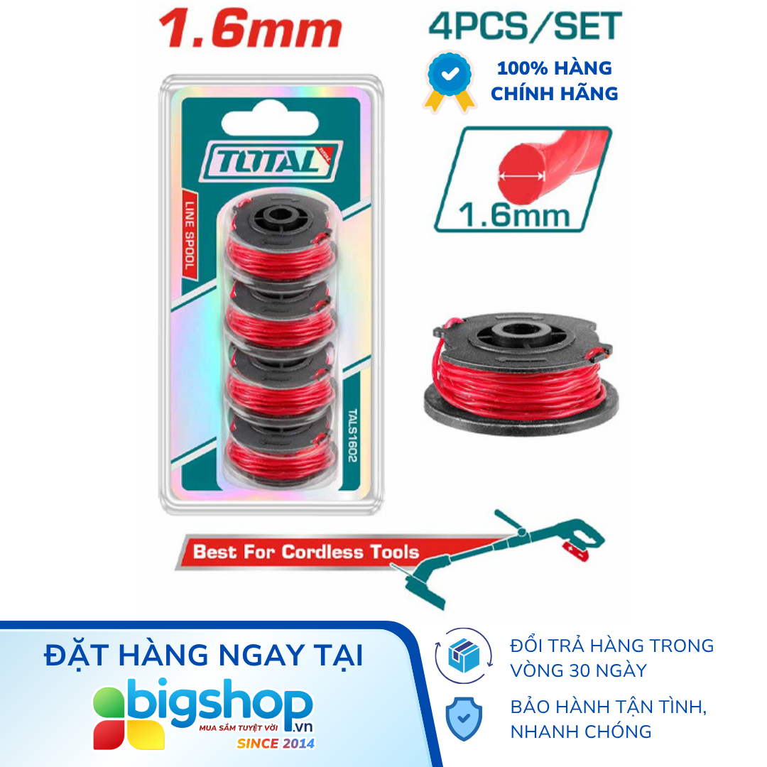 Bộ 4 cuộn cước cắt cỏ 1.6mm TOTAL TALS1602
