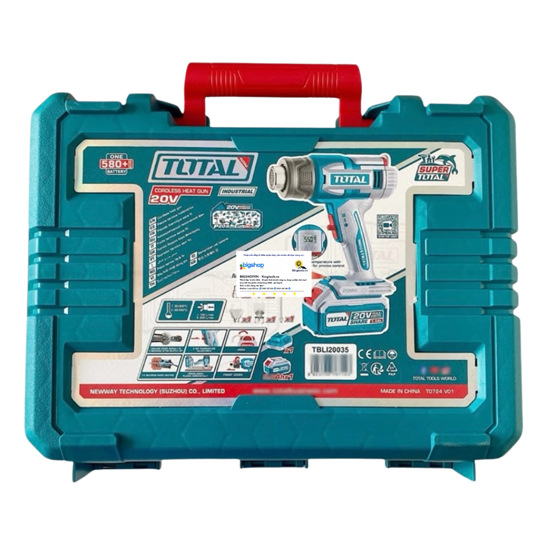 Máy thổi nhiệt dùng pin 20V Total TBLI20035 (Kèm 1 Pin 5.0Ah & Sạc)