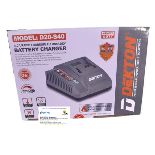 Sạc pin Dekton D20-S40, chân pin dewalt, màu xám, 4AH